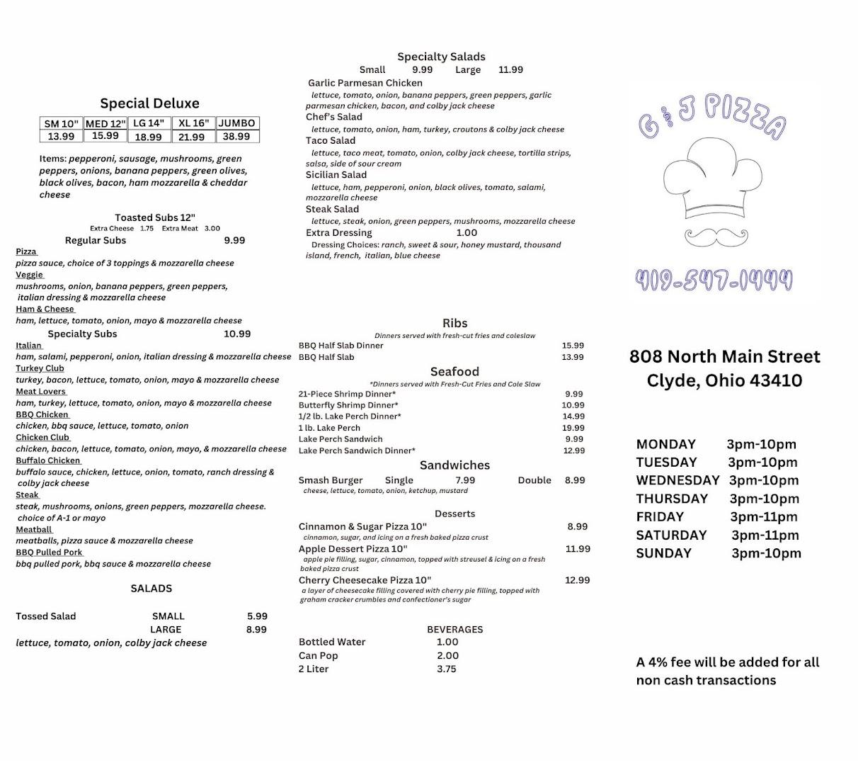 G & J PIZZA - Clyde, OH